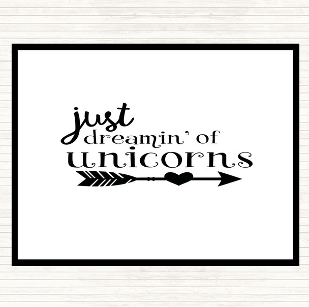 White Black Unicorns Quote Mouse Mat Pad