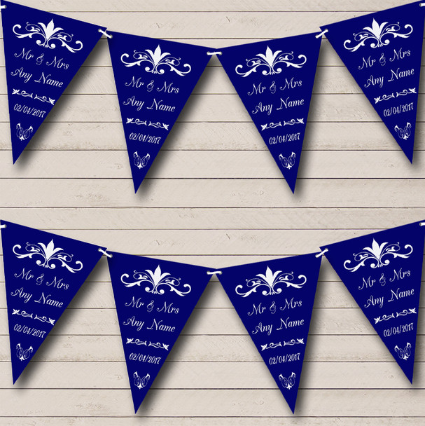 Regal Or Navy Blue Personalised Wedding Anniversary Party Bunting