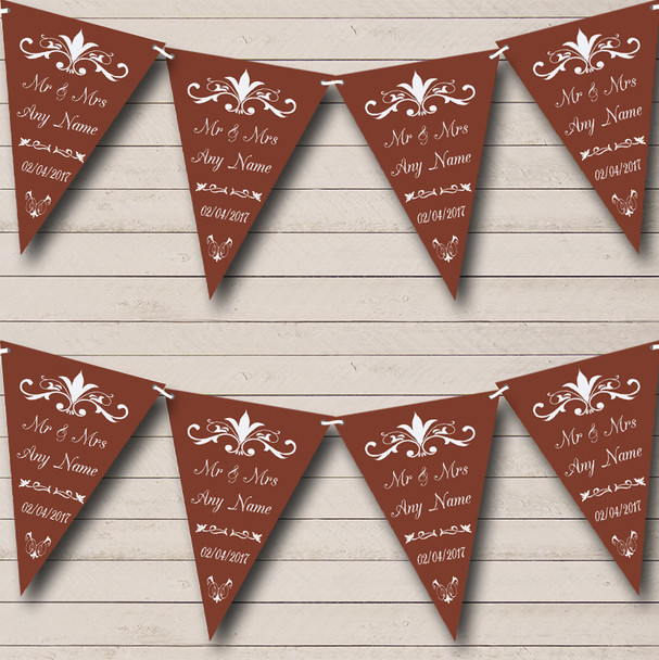 Regal Or Brown Personalised Wedding Anniversary Party Bunting