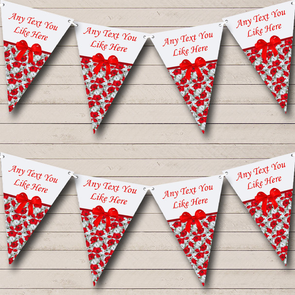 Red Poppy Shabby Chic Vintage Personalised Wedding Anniversary Party Bunting