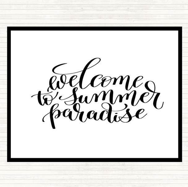 White Black Welcome To Summer Paradise Quote Mouse Mat Pad