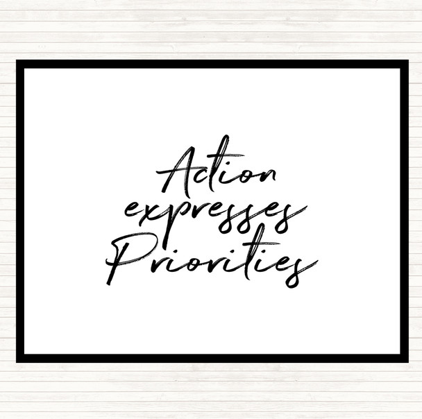 White Black Action Expresses Priorities Quote Mouse Mat Pad