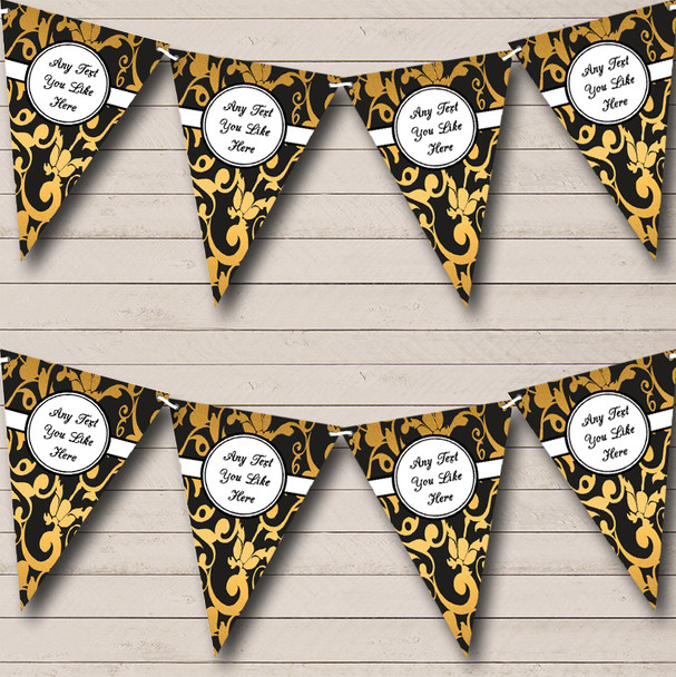 Old Gold Vintage Damask Personalised Wedding Anniversary Party Bunting