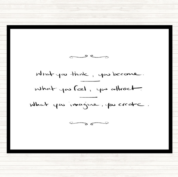 White Black What You Attract Quote Dinner Table Placemat