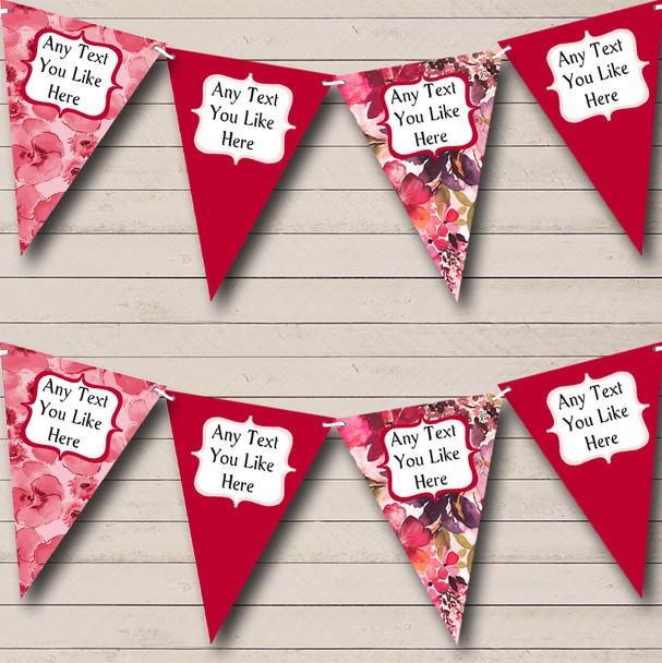 Hot Pink Watercolour Floral Personalised Wedding Anniversary Party Bunting