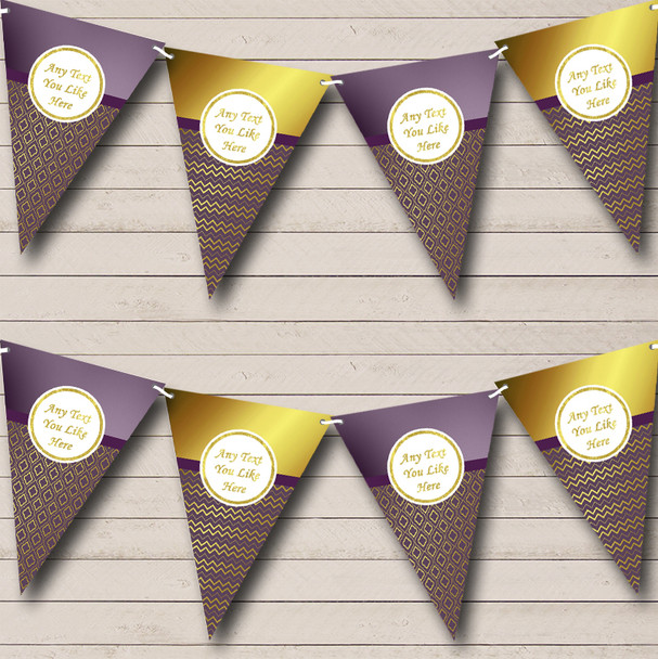 Elegant Plum Purple & Gold Personalised Wedding Anniversary Party Bunting