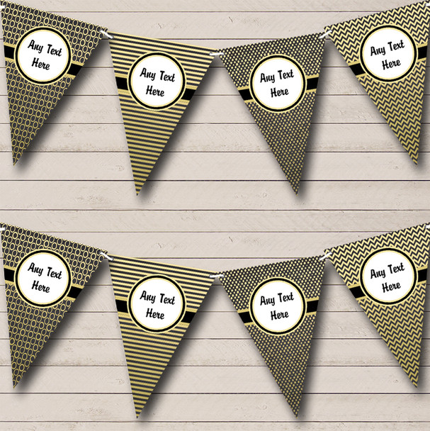 Elegant Black And Gold Personalised Wedding Anniversary Party Bunting