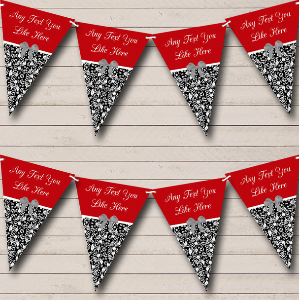 Deep Red Damask Personalised Wedding Anniversary Party Bunting