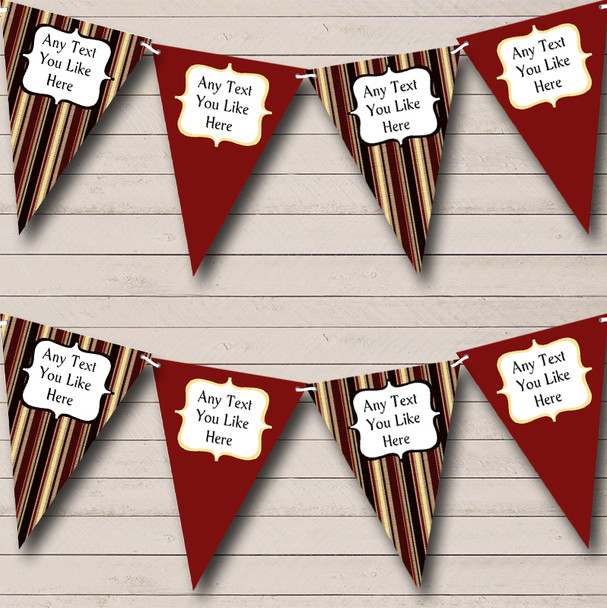 Deep Red And Black Stripy Personalised Wedding Anniversary Party Bunting