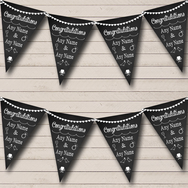 Chalkboard Congratulations Black White Personalised Anniversary Party Bunting