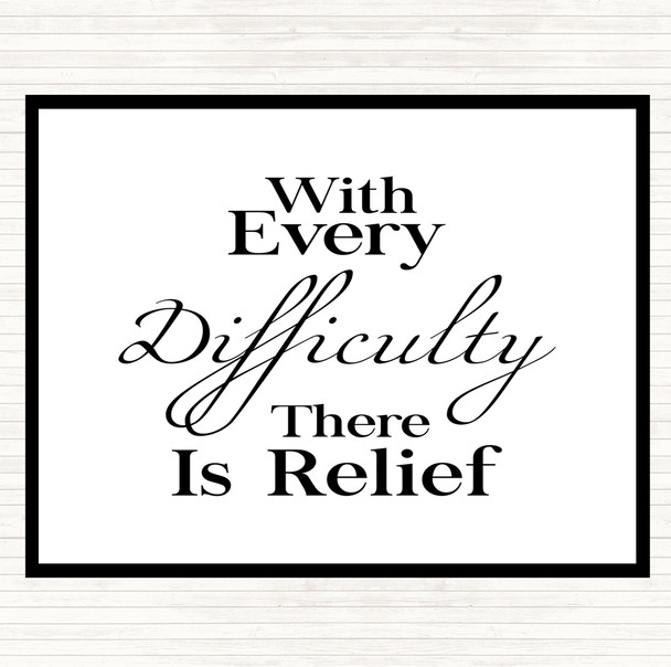 White Black With Every Difficulty Quote Mouse Mat Pad
