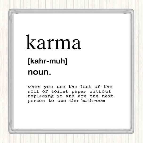 White Black Word Definition Karma Quote Drinks Mat Coaster