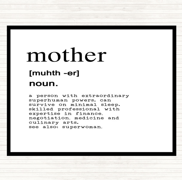 White Black Word Definition Mother Quote Mouse Mat Pad