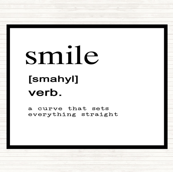 White Black Word Definition Smile Quote Dinner Table Placemat