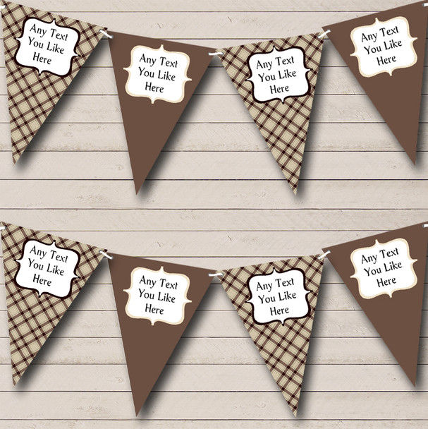 Brown Tartan Personalised Wedding Anniversary Party Bunting