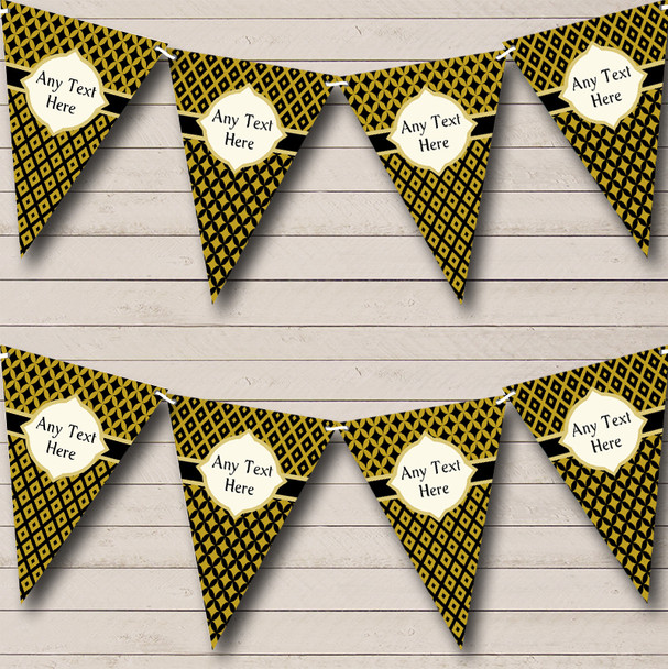 Black And Elegant Dark Gold Personalised Wedding Anniversary Party Bunting