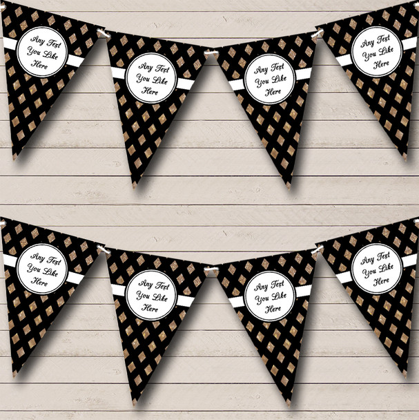 Black And Copper Gold Crosshatch Personalised Wedding Anniversary Party Bunting