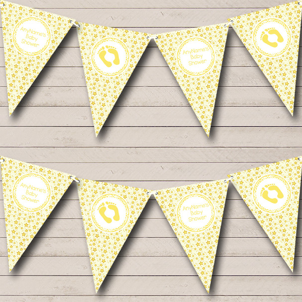 Yellow And Gold Stars Personalised Baby Shower Bunting