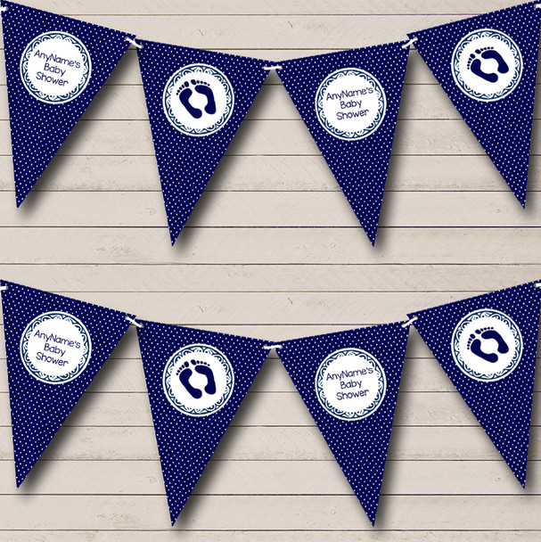 Polkadot Navy Blue Personalised Baby Shower Bunting