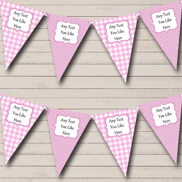 Pink Gingham And Polka Dot Personalised Baby Shower Bunting