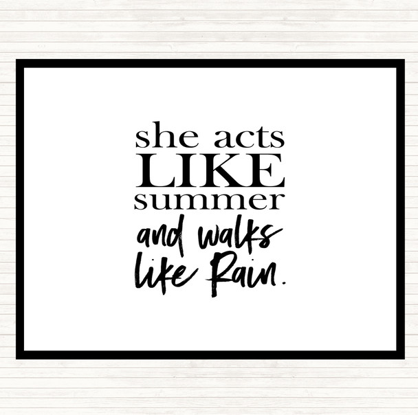 White Black Acts Like Summer Quote Mouse Mat Pad