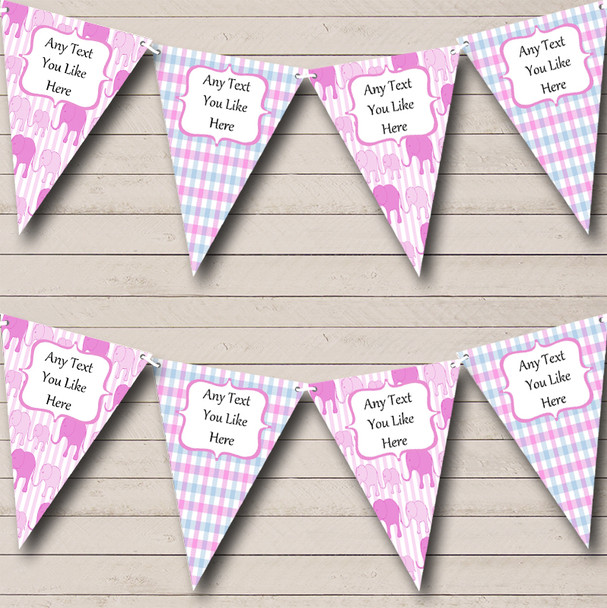 Girl Pink Elephants Personalised Baby Shower Bunting