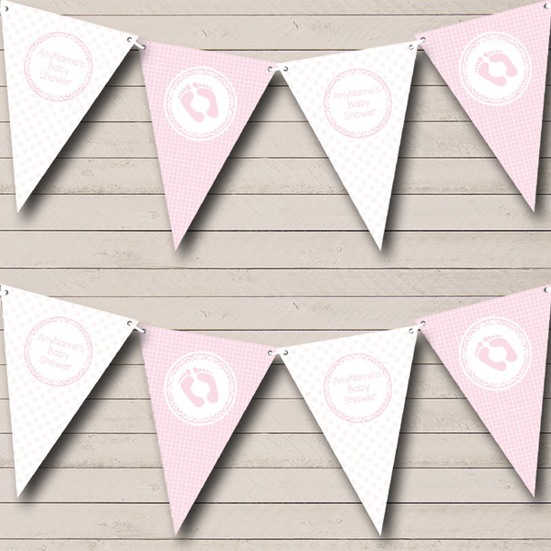 Girl Pink And White Personalised Baby Shower Bunting