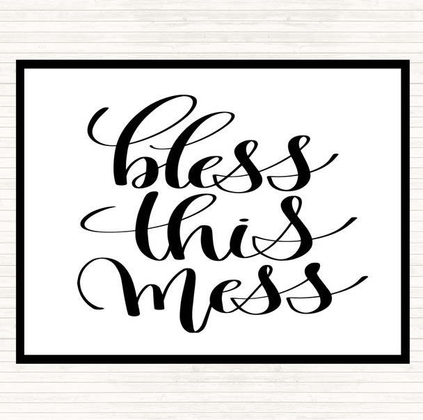 White Black Bless This Mess Quote Mouse Mat Pad