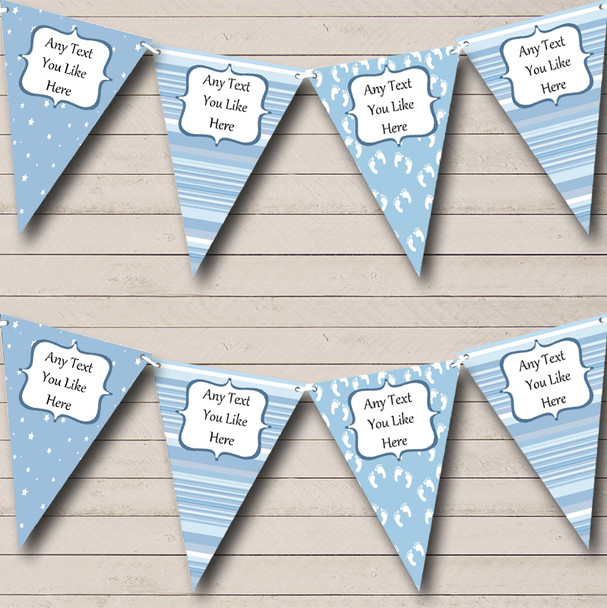 Boy Blue Footprints Personalised Baby Shower Bunting