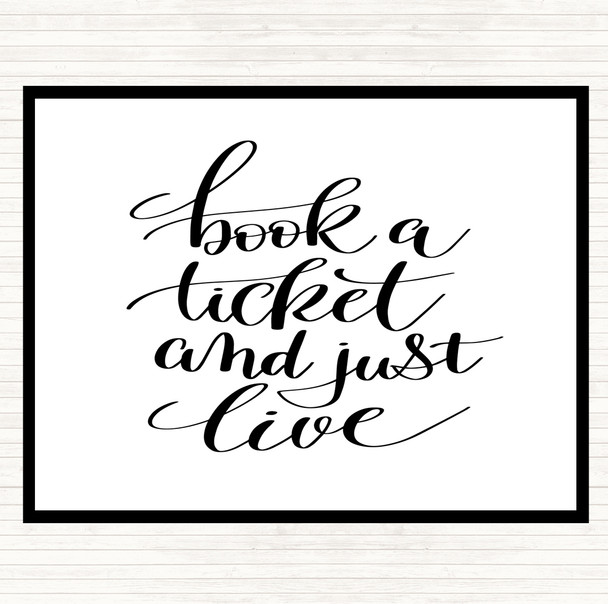 White Black Book Ticket Live Quote Mouse Mat Pad