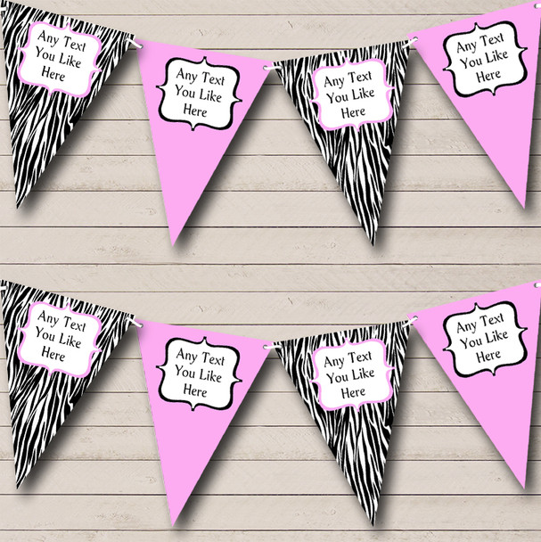 Zebra Print & Baby Pink Personalised Birthday Party Bunting