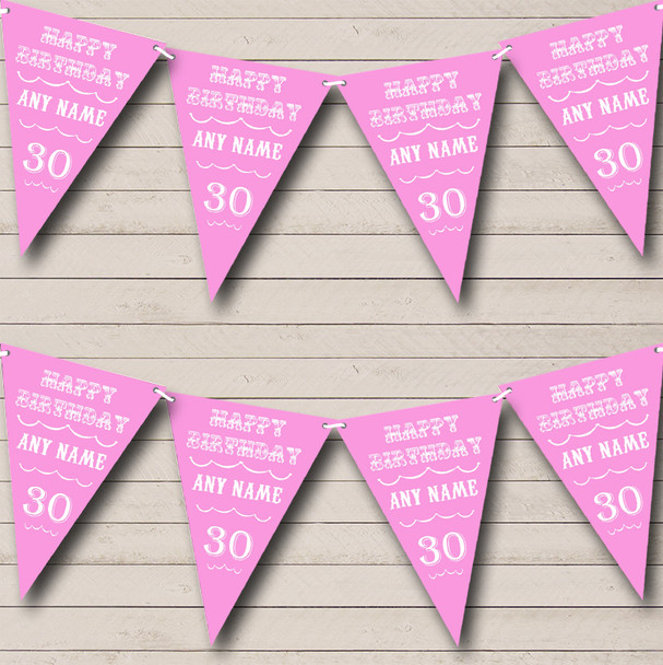 Vintage Text Any Age Birthday Baby Pink Personalised Birthday Party Bunting