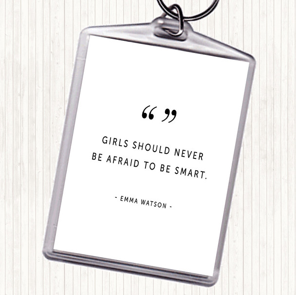 White Black Afraid To Be Smart Quote Bag Tag Keychain Keyring