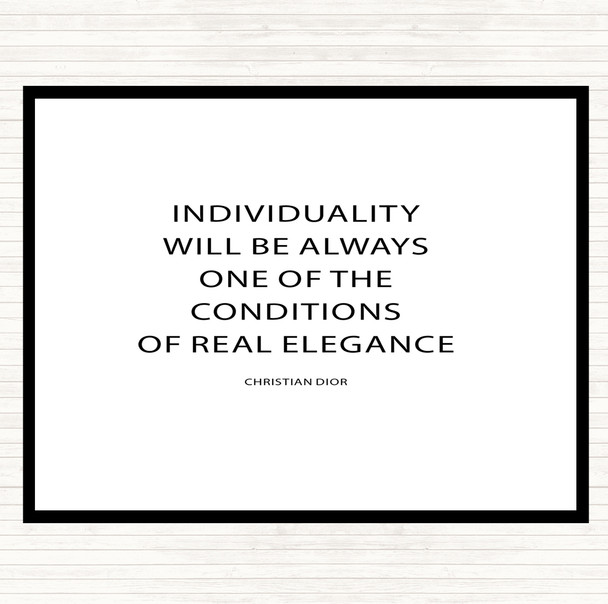 White Black Christian Dior Individuality Quote Dinner Table Placemat