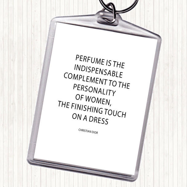 White Black Christian Dior Perfume Quote Bag Tag Keychain Keyring