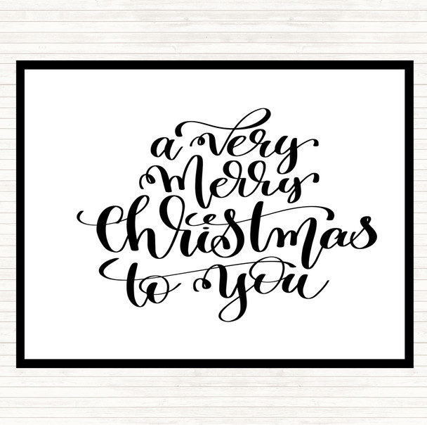 White Black Christmas A Very Merry Xmas Quote Mouse Mat Pad
