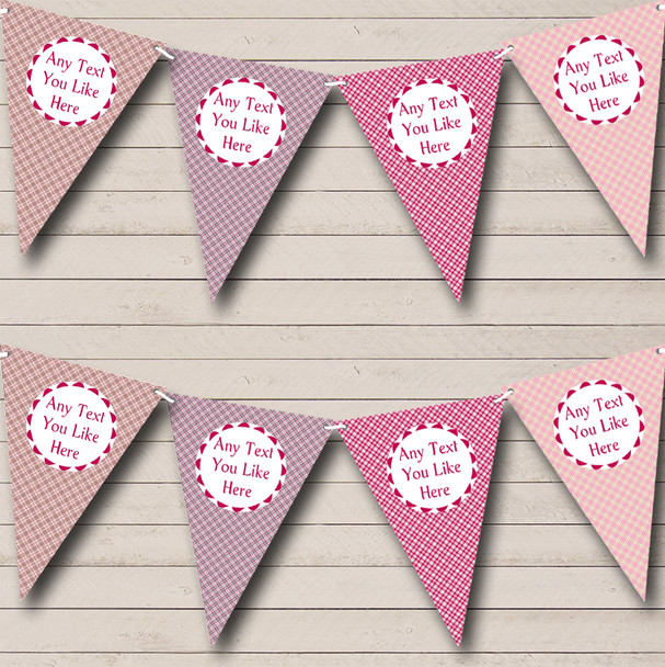 Shades Of Pink Check Personalised Birthday Party Bunting Shades Of Pink Check Personalised Birthday Party Bunting