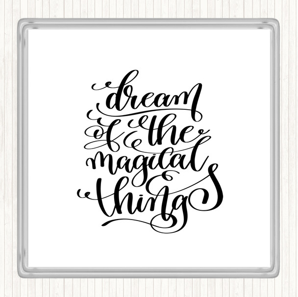 White Black Christmas Dream Magical Quote Drinks Mat Coaster