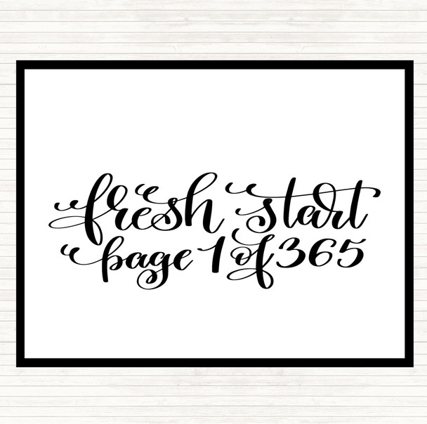 White Black Christmas Fresh Start Quote Dinner Table Placemat