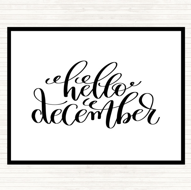 White Black Christmas Hello December Quote Mouse Mat Pad