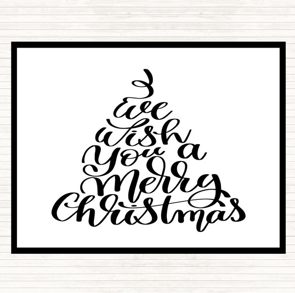 White Black Christmas I Wish You A Merry Xmas Quote Dinner Table Placemat