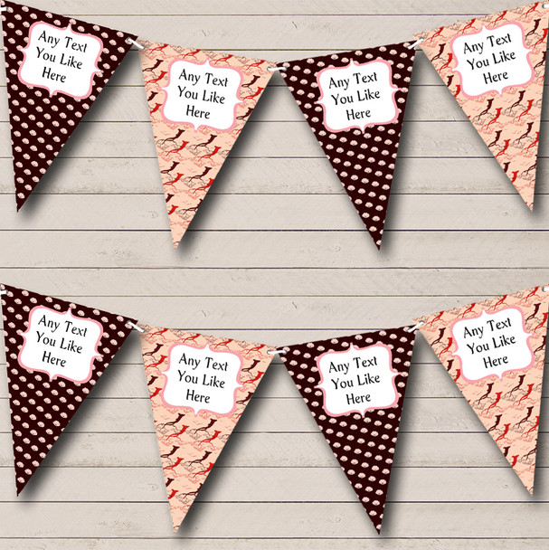 Shabby Chic Brown Pink Personalised Birthday Party Bunting