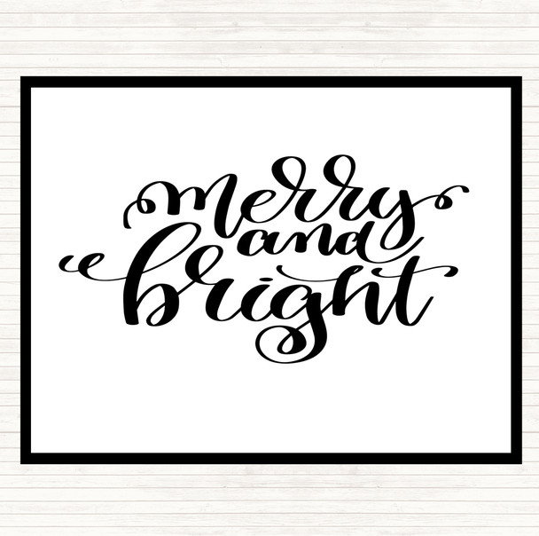 White Black Christmas Merry & Bright Quote Mouse Mat Pad