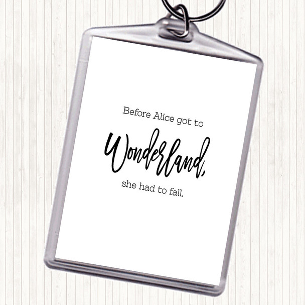 White Black Alice Fail Quote Bag Tag Keychain Keyring