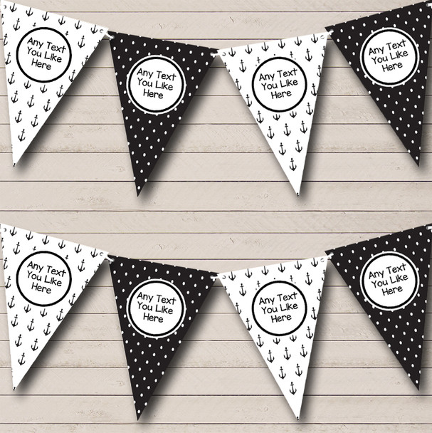 Sailing Nautical Beach Seaside Black White Personalised Birthday Party Bunting