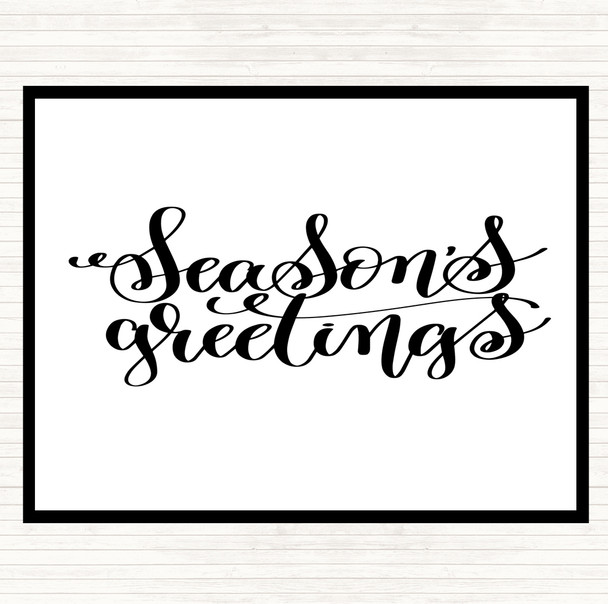 White Black Christmas Seasons Greetings Quote Mouse Mat Pad