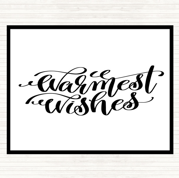 White Black Christmas Warmest Wishes Quote Mouse Mat Pad