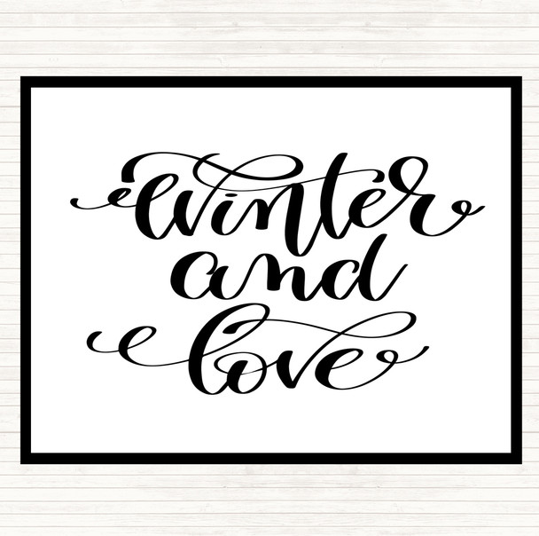 White Black Christmas Winter & Love Quote Mouse Mat Pad