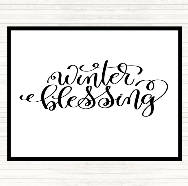 White Black Christmas Winter Blessing Quote Mouse Mat Pad