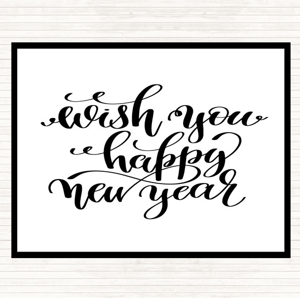 White Black Christmas Wish Happy New Year Quote Mouse Mat Pad